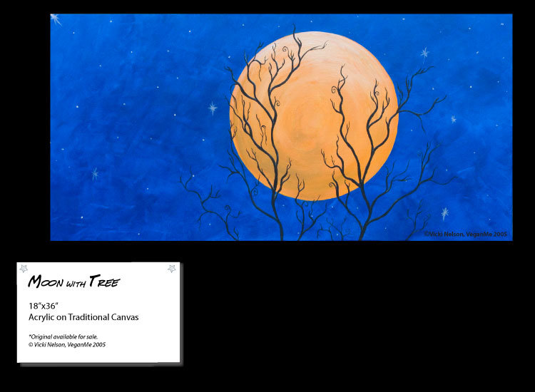 Painting of the Moon and Trees